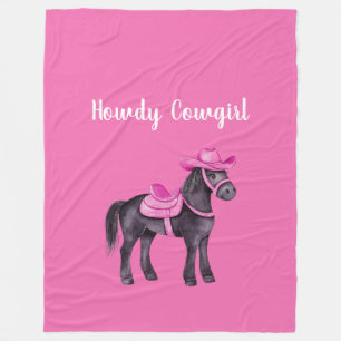 Rosa Cowgirl Howdy Pferd Fleecedecke