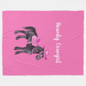 Rosa Cowgirl Howdy Pferd Fleecedecke (Vorderseite (Horizontal))
