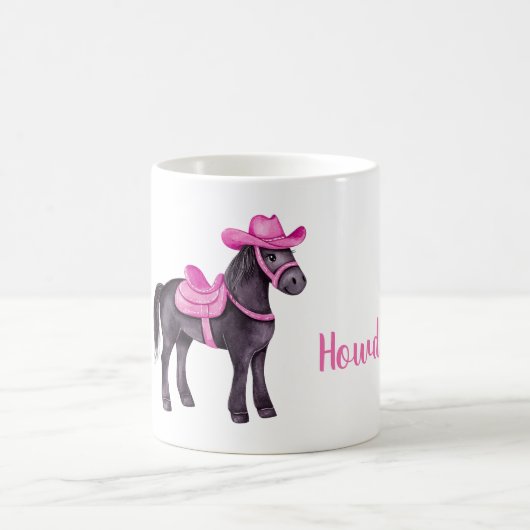 Rosa Cowgirl Howdy Pferd Kaffeetasse (Mittel)