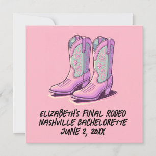 Rosa Cowgirl-Junggesellinnenabschied-Coquette-Stie Einladung