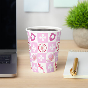 Rosa Cowgirl mit Blume Pappbecher