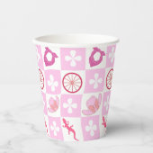 Rosa Cowgirl mit Blume Pappbecher (Vorderseite)