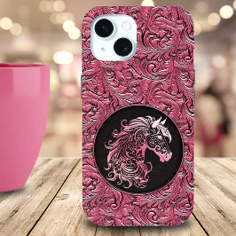 Rosa Cowgirl mit Blumenmotiven aus Leder Case-Mate iPhone Hülle