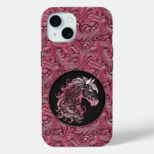 Rosa Cowgirl mit Blumenmotiven aus Leder Case-Mate iPhone Hülle (Rückseite)