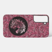 Rosa Cowgirl mit Blumenmotiven aus Leder Samsung Galaxy Hülle (Rückseite (Horizontal))