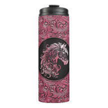 Rosa Cowgirl mit Blumenmotiven aus Leder