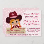 Rosa Cowgirl-Party Einladung (Vorne/Hinten)