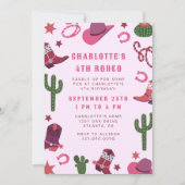 Rosa Cowgirl Rodeo Western Geburtstagsparty Einladung (Vorderseite)