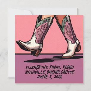 Rosa Cowgirl-Schick Boots Junggesellinnenabschied Einladung