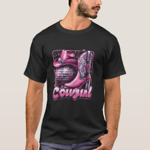 Rosa Cowgirl-Stiefel Disco Western Country Kuh Mäd T-Shirt