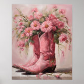 Rosa Cowgirl Stiefel Malerei Poster (Vorne)