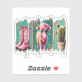 Rosa Cowgirl Valentine, Herz Aufkleber (Blatt)