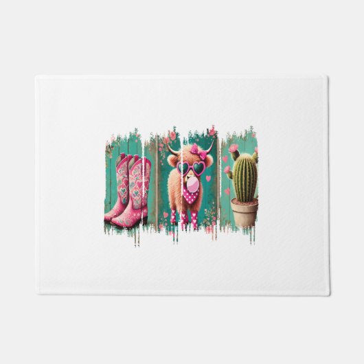 Rosa Cowgirl Valentine, Herz Fußmatte (Vorderseite)