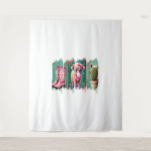 Rosa Cowgirl Valentine, Herz Wandteppich (Vorderseite)