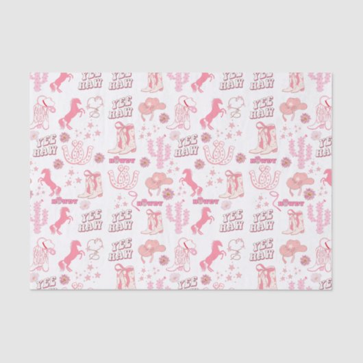 Rosa Cowgirl-Western-Muster Seidenpapier (Vorderseite)