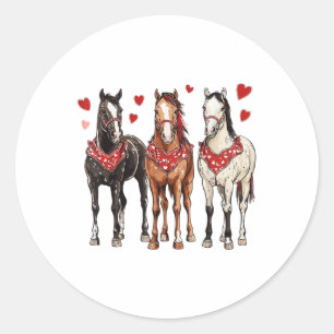 Rosa Cowgirl Western Valentine Horse Liebe für Hur Runder Aufkleber