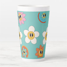 Rosa Creme-Abbildung Retro-Blume latte Tasse