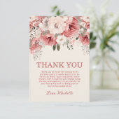 Rosa Creme Aquarell Blumengeburt Dankeskarte (Stehend Vorderseite)