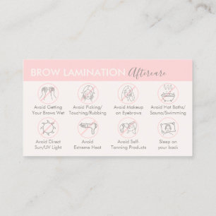 Rosa-Creme-Augenbrauen-Lamination-Nachbehandlungsb Visitenkarte
