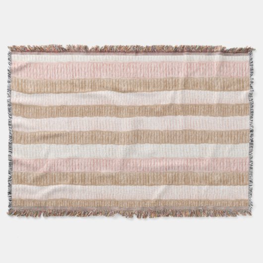 Rosa Creme Beige Streifen Decke (Vorderseite)