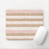 Rosa Creme Beige Streifen Mousepad (Mit Mouse)