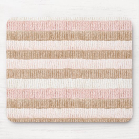 Rosa Creme Beige Streifen Mousepad (Vorne)