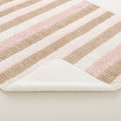 Rosa Creme Beige Streifen Sherpadecke (3/4)