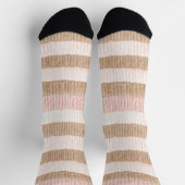 Rosa Creme Beige Streifen Socken (Oben)
