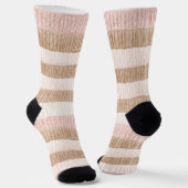 Rosa Creme Beige Streifen Socken (Gewinkelt)