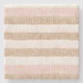 Rosa Creme Beige Streifen Steinuntersetzer (Vorderseite)