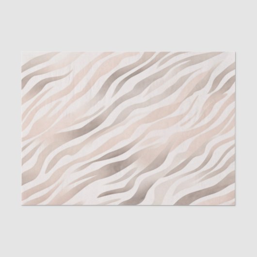 Rosa Creme Beige Zebra Tierdruck Seidenpapier (Vorderseite)