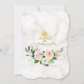 Rosa Creme-Blume aus Marmor Einladung (Rückseite)