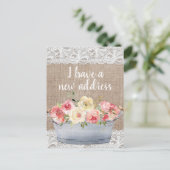 Rosa Creme-Blume Metalltopf ändern Adresse Postkarte (Stehend Vorderseite)