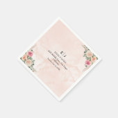 Rosa Creme Blumen Hochzeitsservietten Serviette (Ecke)
