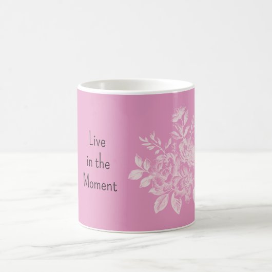 Rosa Creme Blumen Kaffeetasse (Mittel)