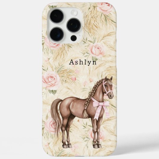 Rosa Creme Blumen Pferd Case-Mate iPhone Hülle (Rückseite)