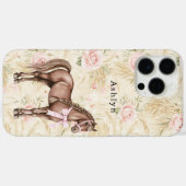Rosa Creme Blumen Pferd Case-Mate iPhone Hülle (Rückseite (Horizontal))