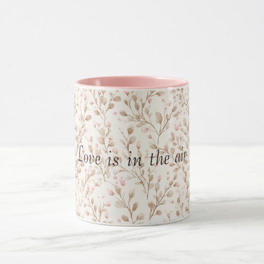 Rosa Creme Blumen Romantische Liebe Tasse (Zentrum)
