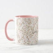 Rosa Creme Blumen Romantische Liebe Tasse (Links)