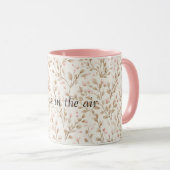 Rosa Creme Blumen Romantische Liebe Tasse (VorderseiteRechts)