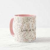 Rosa Creme Blumen Romantische Liebe Tasse (Vorderseite Links)