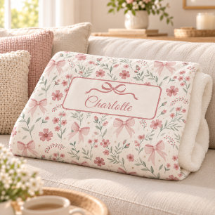 Rosa Creme Blumen-Schleifen-Toile-Landhaus-Stil-Sc Sherpadecke