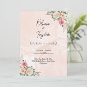 Rosa Creme Blumengarten Einladung zur Hochzeit (Stehend Vorderseite)