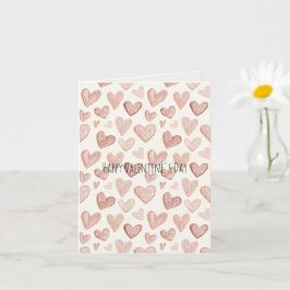 Rosa Creme-Blush-Herz Valentinstag Karte