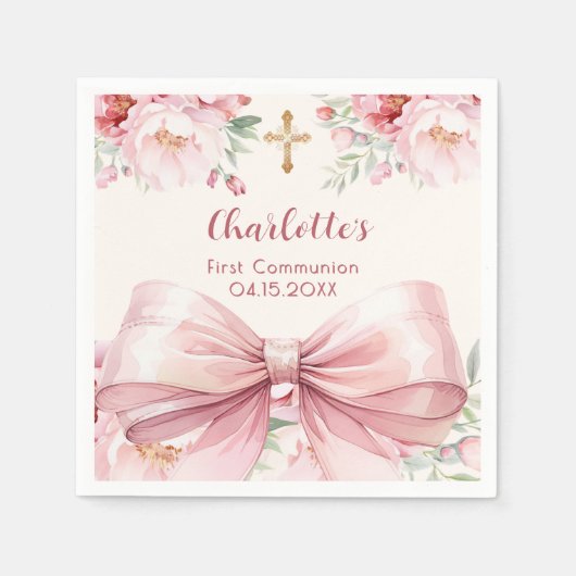 Rosa-Creme-Blütenblätter Serviette (Vorderseite)