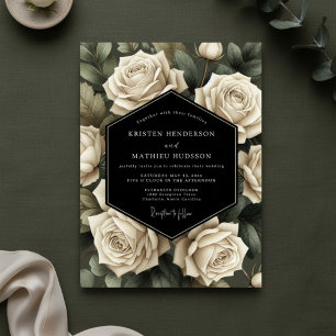 Rosa Creme Botanische Romantik-Hochzeit Einladung