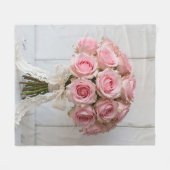 Rosa Creme Bouquet Perlen-Spitze Romantisch Fleecedecke (Vorderseite (Horizontal))