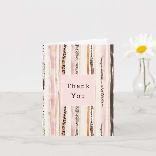 Rosa Creme Braun Leopard Tier Danke Karte (Kleine Pflanze)