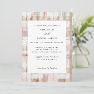 Rosa Creme Braune Abstrakte Streifen Hochzeit Einladung