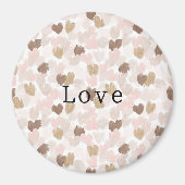 Rosa Creme Braune Herzen Liebe Magnet (Vorne)